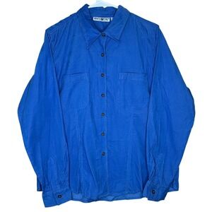 White Stag VTG NWT Women's XL Corduroy Button Up Shirt‎ Ultra Marine Blue